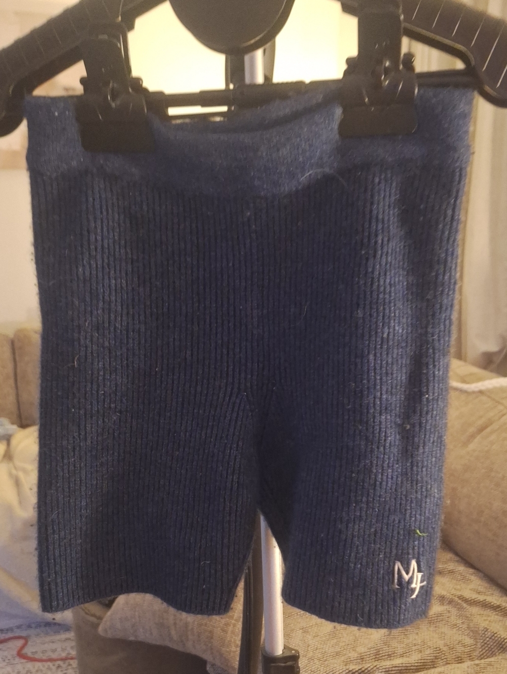Madhappy Women's Navy Ribbed  Cashmere Biker Shorts